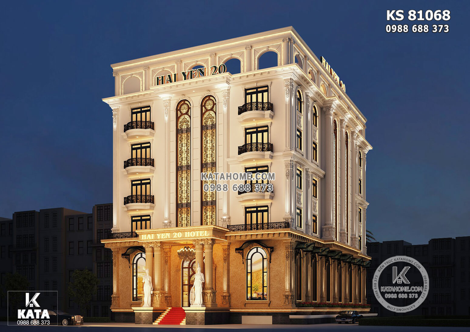 Hình ảnh: Mẫu khách sạn 6 tầng 600m2 được xây dựng dựa trên tinh hoa của lối kiến trúc tân cổ điển
