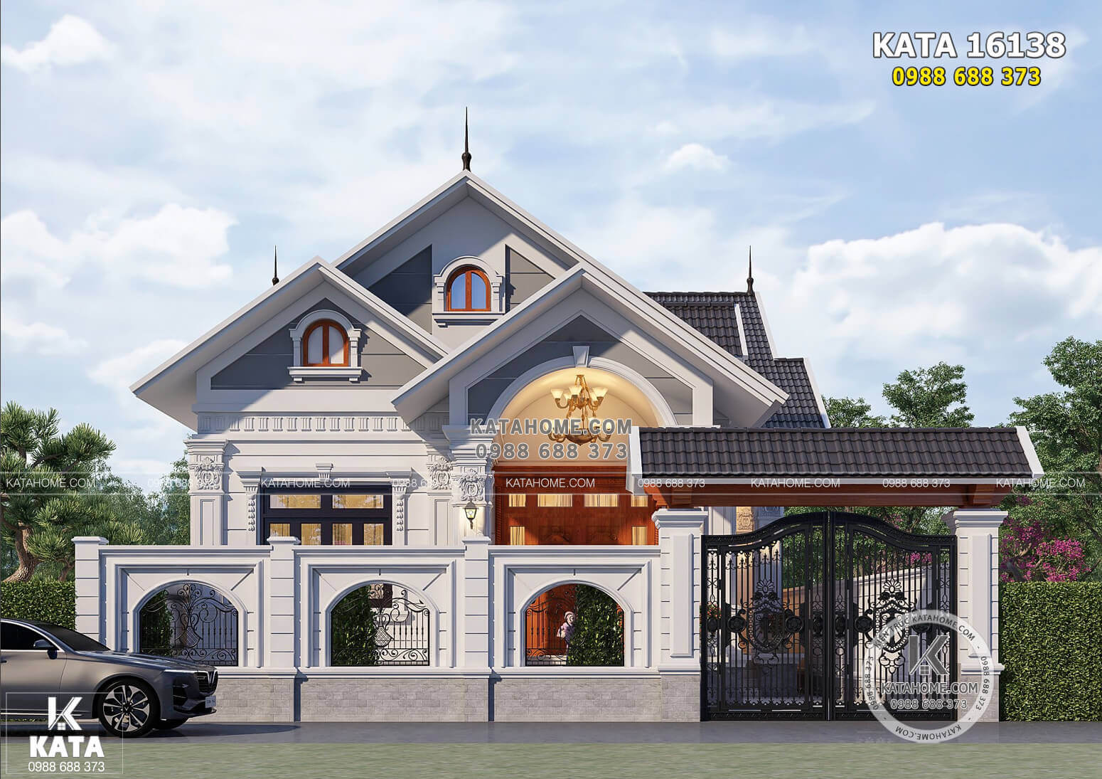 Không gian mặt tiền mẫu nhà đẹp cấp 4 mái Thái 150m2