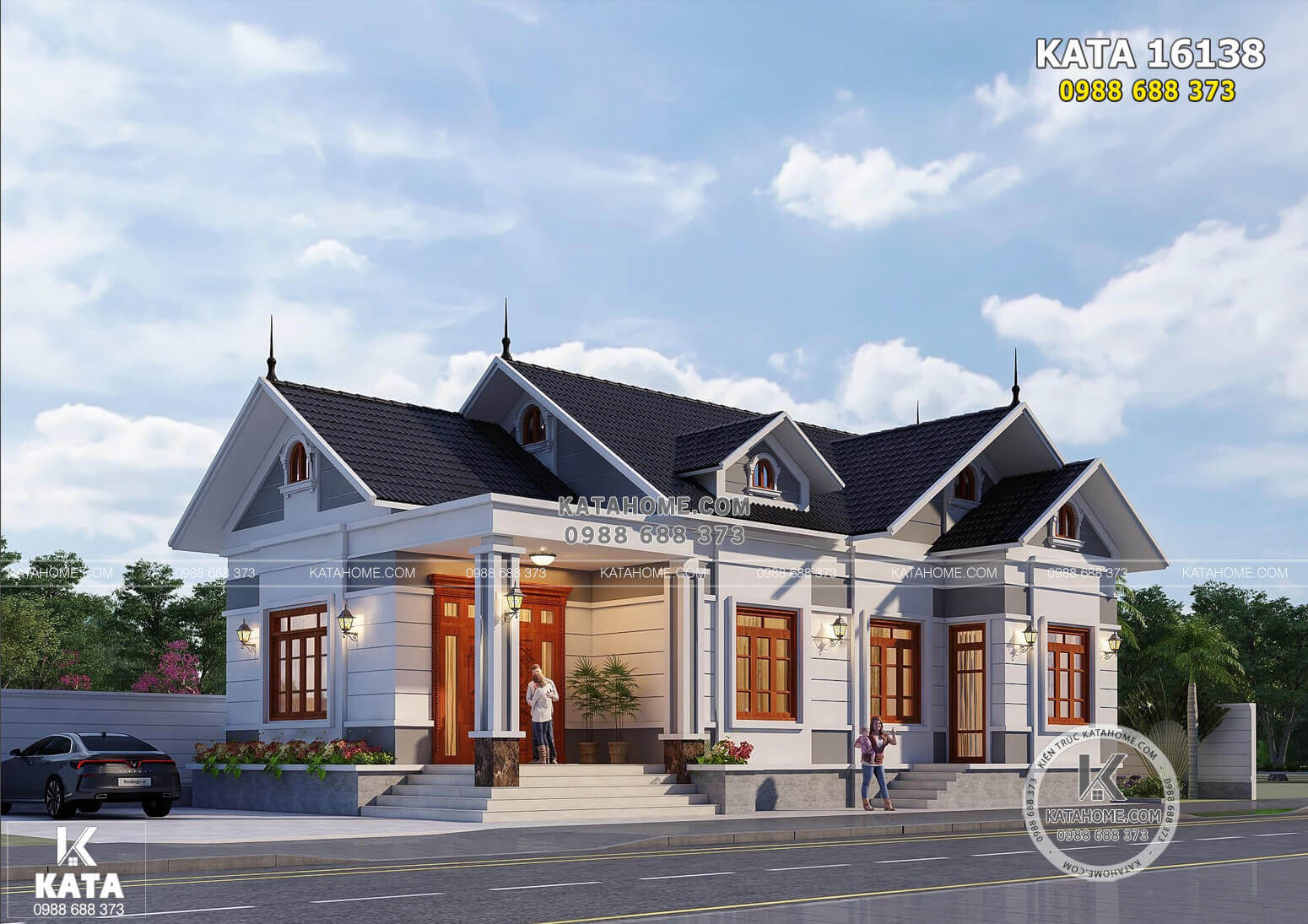 Mẫu biệt thự cấp 4 mái Thái 150m2 đẹp tại Huế - Mã số: KATA 16138