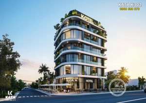 Phối cảnh 3D một góc view đẹp mẫu khách sạn 3 sao hiện đại tại Hải Phòng