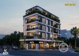 Một góc view trọn vẹn 2 mặt tiền đẹp của mẫu khách sạn hiện đại tại Hải Phòng