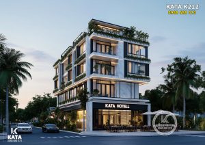 Phối cảnh 3D ngoại thất mẫu thiết kế khách sạn hiện đại đẹp tại Hải Phòng