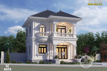 Mẫu thiết kế nhà mái Nhật 2 tầng 8x8m đẹp – Mã số: BT 23420