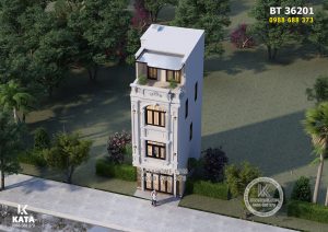 Mẫu thiết kế nhà ống tân cổ điển đẹp khi nhìn từ trên cao xuống