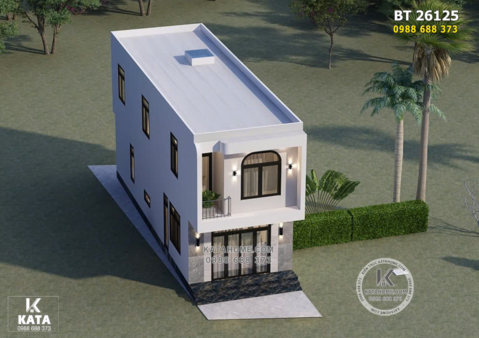 Mẫu nhà 2 tầng 800 triệu khi nhìn từ trên cao xuống