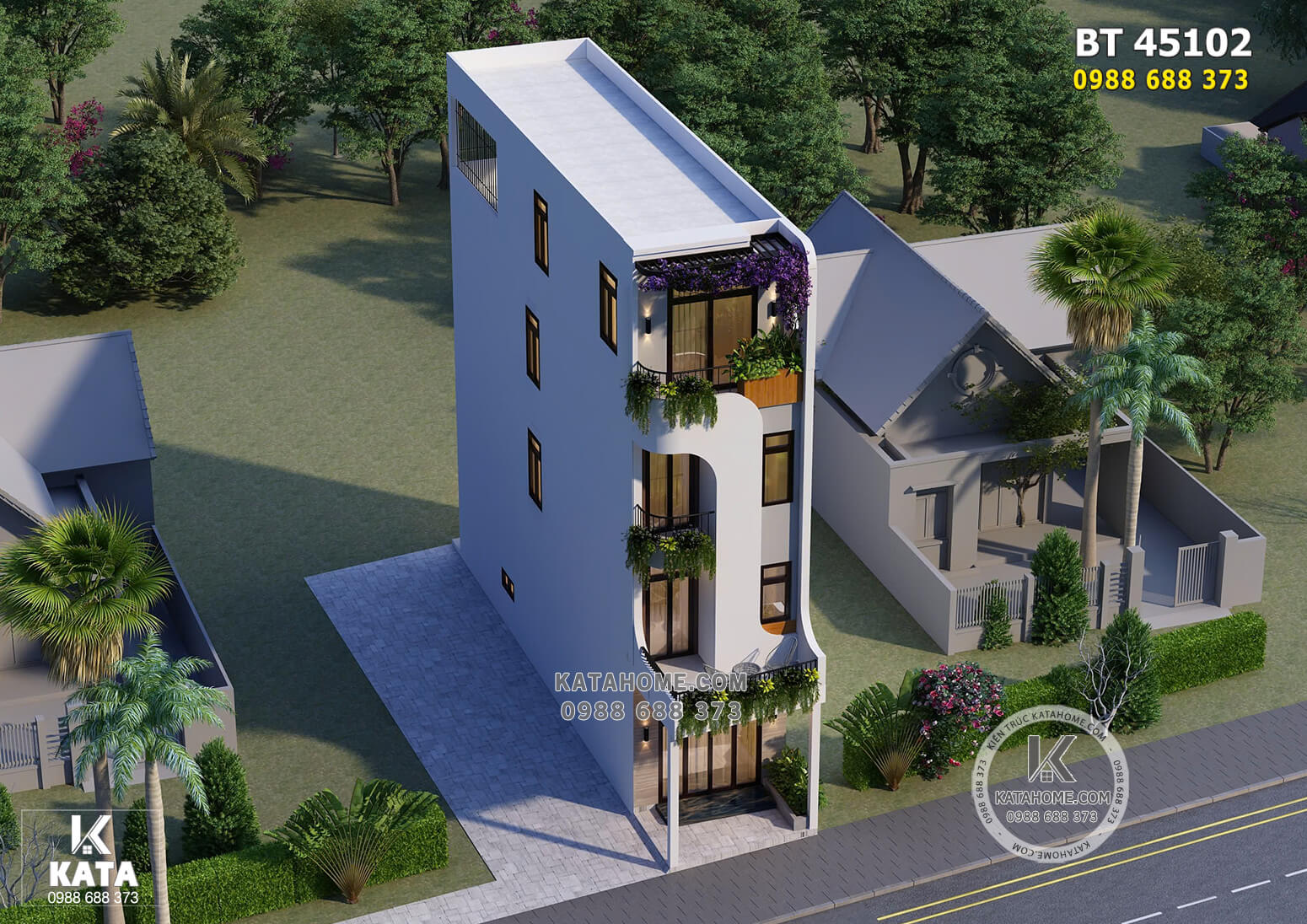 Toàn cảnh mẫu thiết kế nhà ống hiện đại khi nhìn từ trên cao xuống