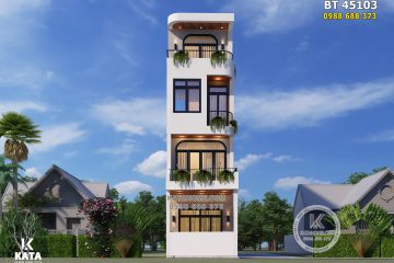 Thiết kế nhà ống hiện đại 4 tầng đẹp mặt tiền 4m – Mã số: BT 45103