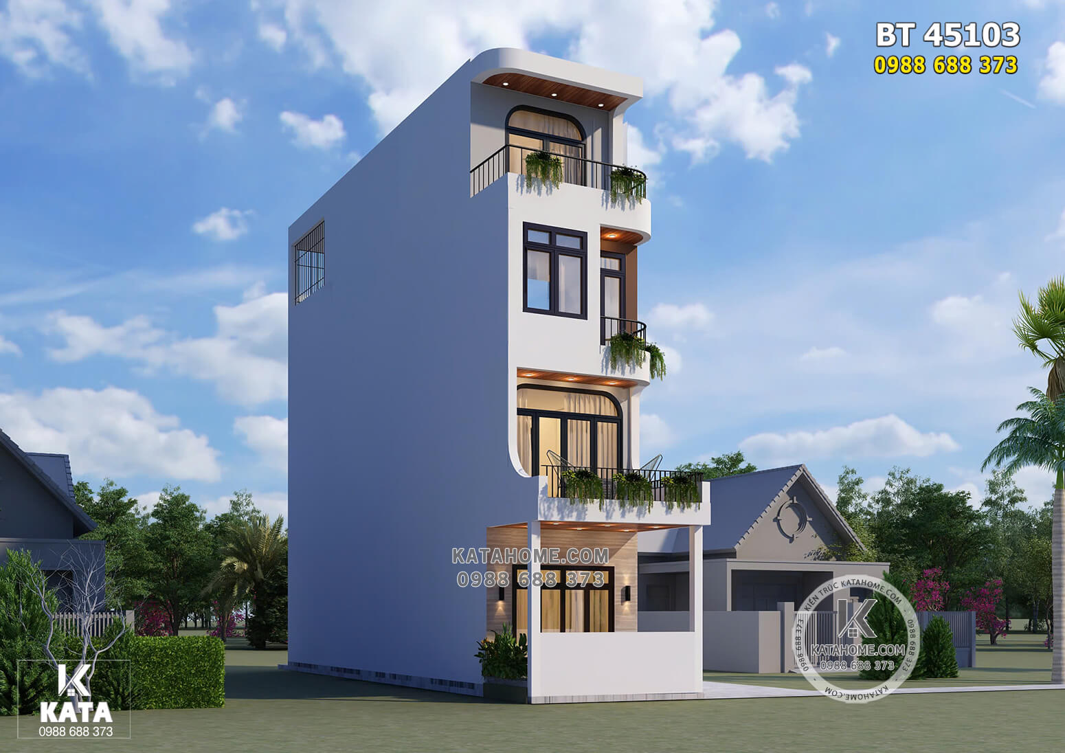 Không gian ngoại thất mẫu nhà ống 4 tầng mặt tiền 4m