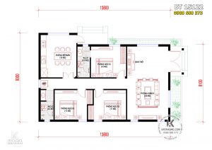 Mặt bằng công năng mẫu thiết kế nhà 1 tầng cấp 4 đơn giản đẹp