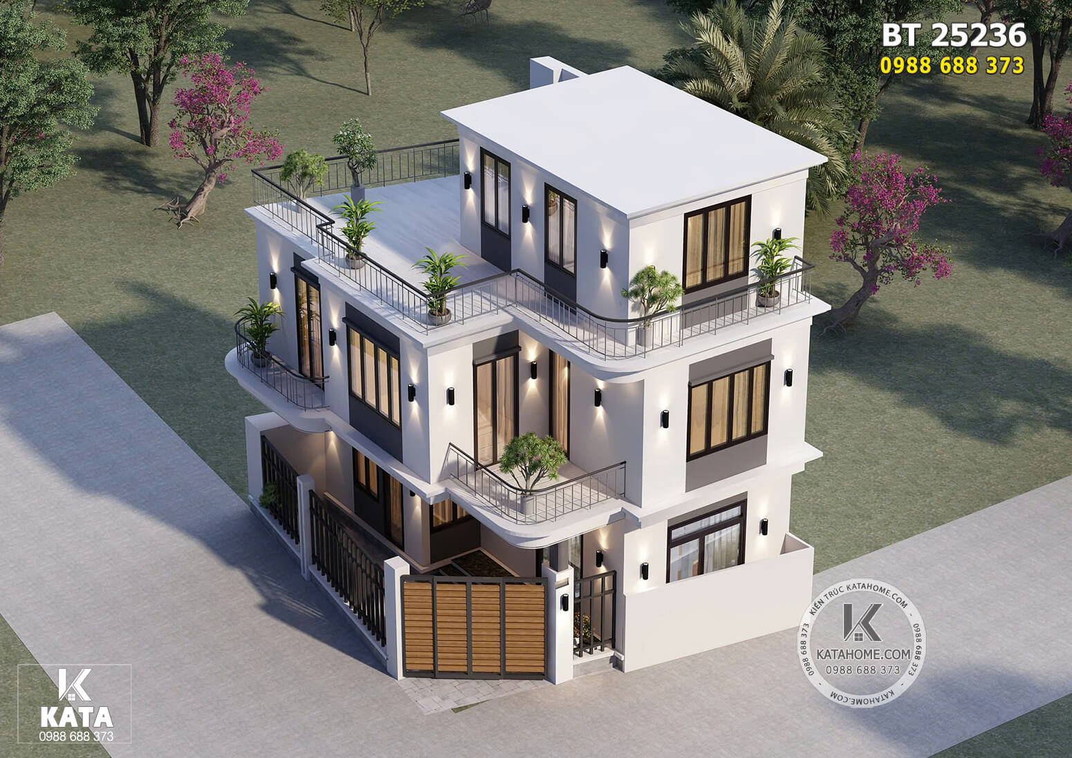 Thiết kế nhà 3 tầng hiện đại đơn giản – Mã số: BT 25236