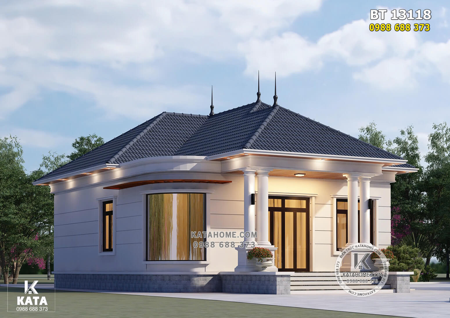 Một góc view đẹp mẫu thiết kế mái Nhật 1 tầng 120m2